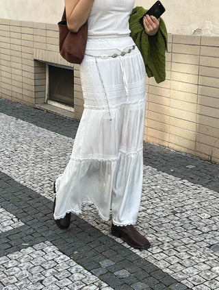 Classic Frill Smoke Tiered Long Skirt