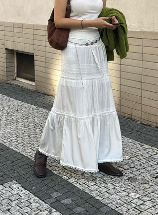 Classic Frill Smoke Tiered Long Skirt