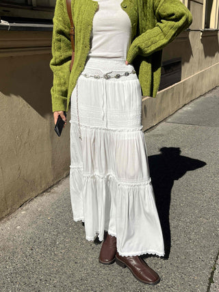 Classic Frill Smoke Tiered Long Skirt