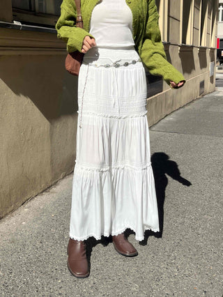 Classic Frill Smoke Tiered Long Skirt