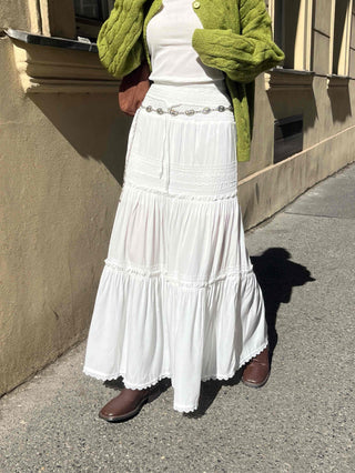 Classic Frill Smoke Tiered Long Skirt