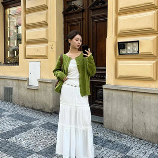 Classic Frill Smoke Tiered Long Skirt