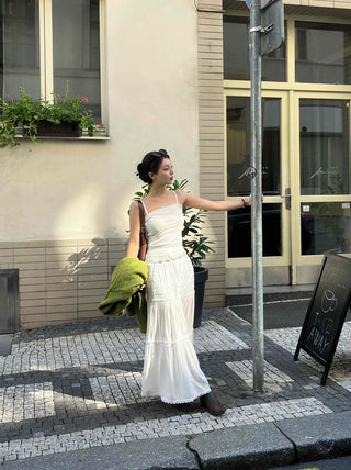 Classic Frill Smoke Tiered Long Skirt