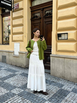 Classic Frill Smoke Tiered Long Skirt