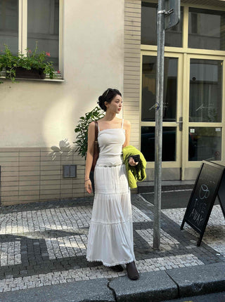 Classic Frill Smoke Tiered Long Skirt
