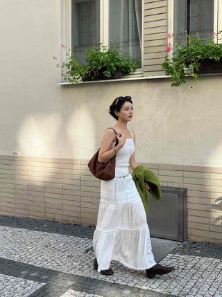 Classic Frill Smoke Tiered Long Skirt