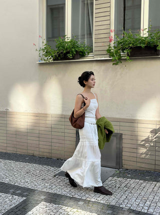 Classic Frill Smoke Tiered Long Skirt