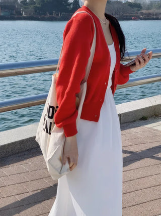 Bella Basic V-neck Long Sleeve Knit Cardigan