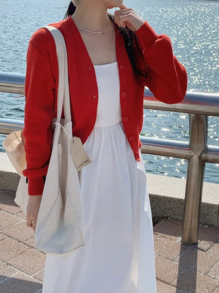 Bella Basic V-neck Long Sleeve Knit Cardigan
