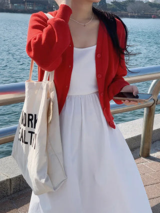 Bella Basic V-neck Long Sleeve Knit Cardigan
