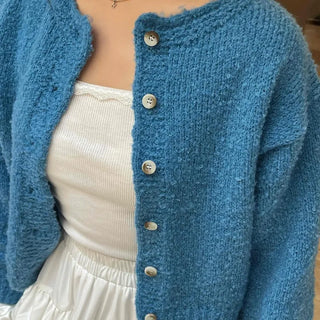 Boucle Round Neck Crop Knit Cardigan