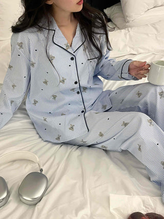Teddy Bear Autumn Pajamas Cotton Loose Fit Set