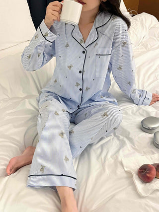 Teddy Bear Autumn Pajamas Cotton Loose Fit Set