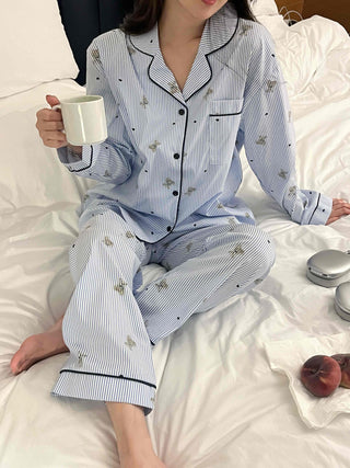 Teddy Bear Autumn Pajamas Cotton Loose Fit Set