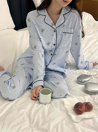 Teddy Bear Autumn Pajamas Cotton Loose Fit Set