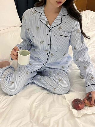 Teddy Bear Autumn Pajamas Cotton Loose Fit Set