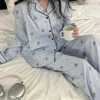 Teddy Bear Autumn Pajamas Cotton Loose Fit Set
