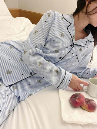 Teddy Bear Autumn Pajamas Cotton Loose Fit Set