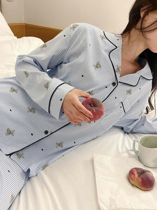 Teddy Bear Autumn Pajamas Cotton Loose Fit Set