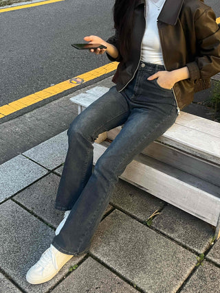 High-waisted Bootcut Denim Long Pants
