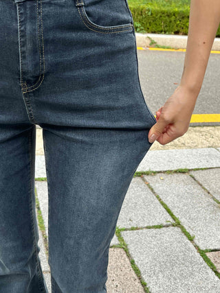 High-waisted Bootcut Denim Long Pants