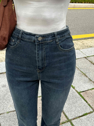 High-waisted Bootcut Denim Long Pants