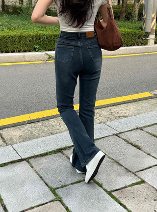 High-waisted Bootcut Denim Long Pants
