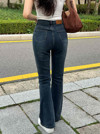 High-waisted Bootcut Denim Long Pants