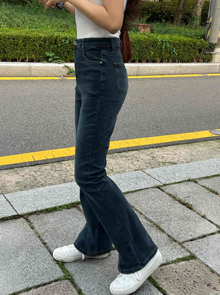 High-waisted Bootcut Denim Long Pants