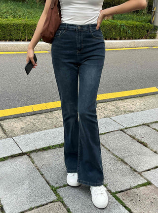 High-waisted Bootcut Denim Long Pants