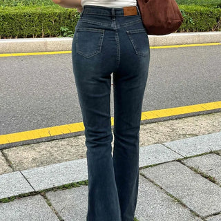 High-waisted Bootcut Denim Long Pants