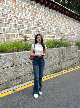 High-waisted Bootcut Denim Long Pants