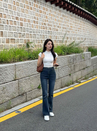 High-waisted Bootcut Denim Long Pants