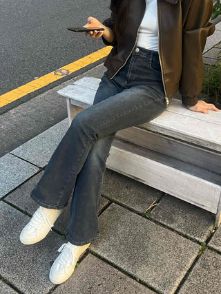 High-waisted Bootcut Denim Long Pants