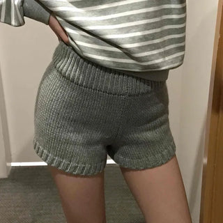 Minimalist Knit Shorts Plain Elastic Waist Shorts