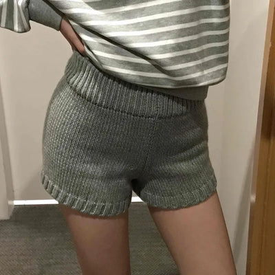 Minimalist Knit Shorts Plain Elastic Waist Shorts