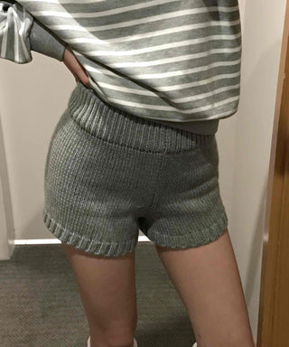 Minimalist Knit Shorts Plain Elastic Waist Shorts