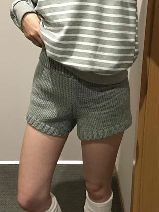 Minimalist Knit Shorts Plain Elastic Waist Shorts