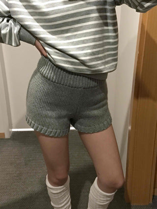 Minimalist Knit Shorts Plain Elastic Waist Shorts