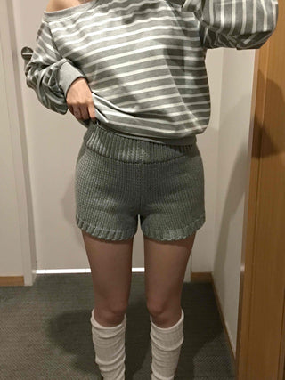 Minimalist Knit Shorts Plain Elastic Waist Shorts