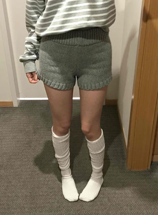 Minimalist Knit Shorts Plain Elastic Waist Shorts