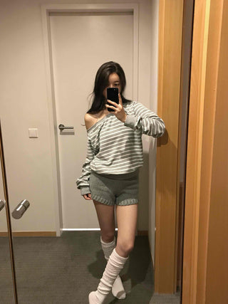 Minimalist Knit Shorts Plain Elastic Waist Shorts