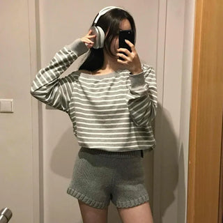 Minimalist Knit Shorts Plain Elastic Waist Shorts