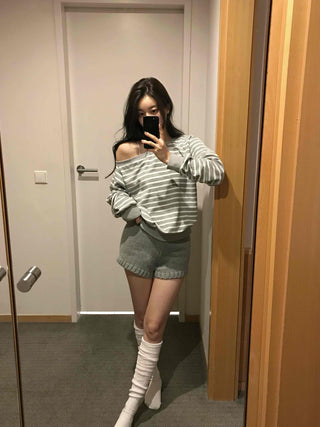 Minimalist Knit Shorts Plain Elastic Waist Shorts