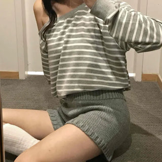 Minimalist Knit Shorts Plain Elastic Waist Shorts