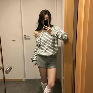 Minimalist Knit Shorts Plain Elastic Waist Shorts