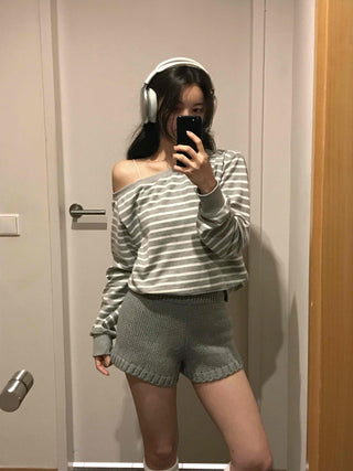 Minimalist Knit Shorts Plain Elastic Waist Shorts