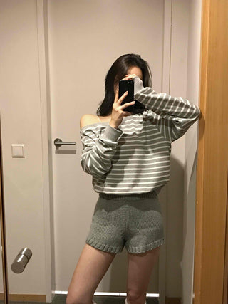 Minimalist Knit Shorts Plain Elastic Waist Shorts