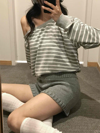 Minimalist Knit Shorts Plain Elastic Waist Shorts