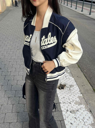 New Basic Capital Color Block Bomber Jumper